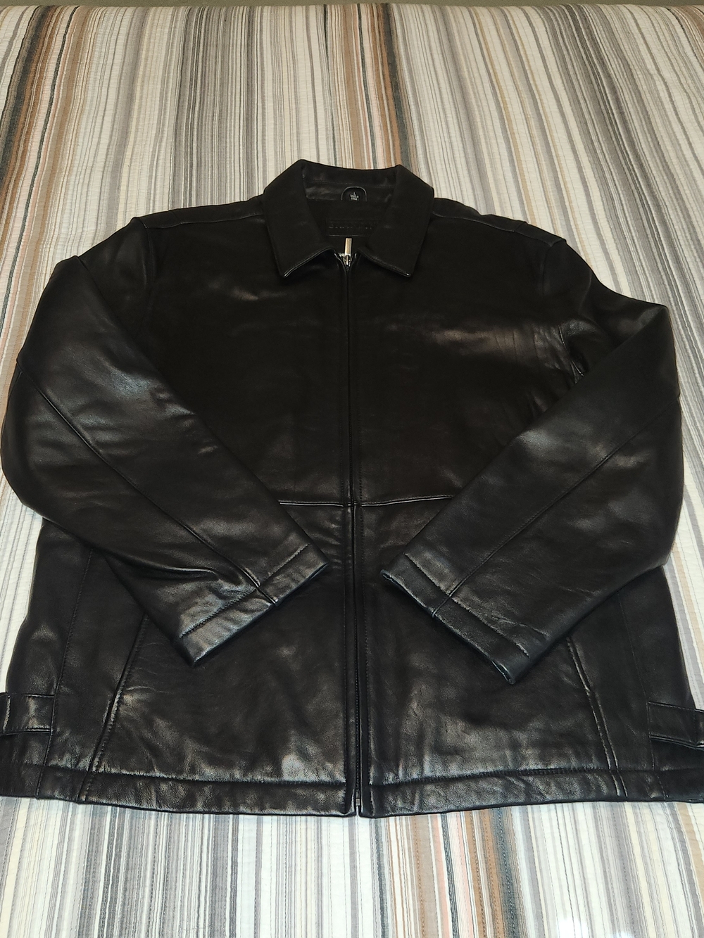 Brandini Black Leather Le Collezioni Bomber Jacket Mens Size Large